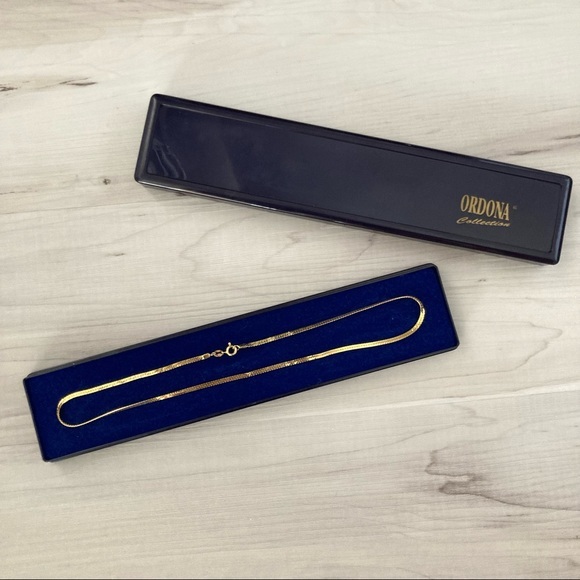 NWB 18K Ordona Collections Snake Chain Flat Gold Necklace - Picture 2 of 8